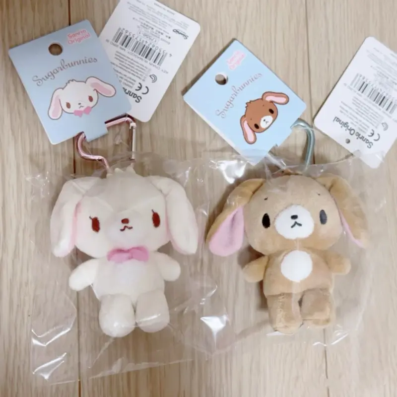 sanrios Sugarbunnies Mascot Plush Keychain Mascot Plush Keychain cute Shirousa Kurousa heart Keyring Bag Pendant Toy Doll gift