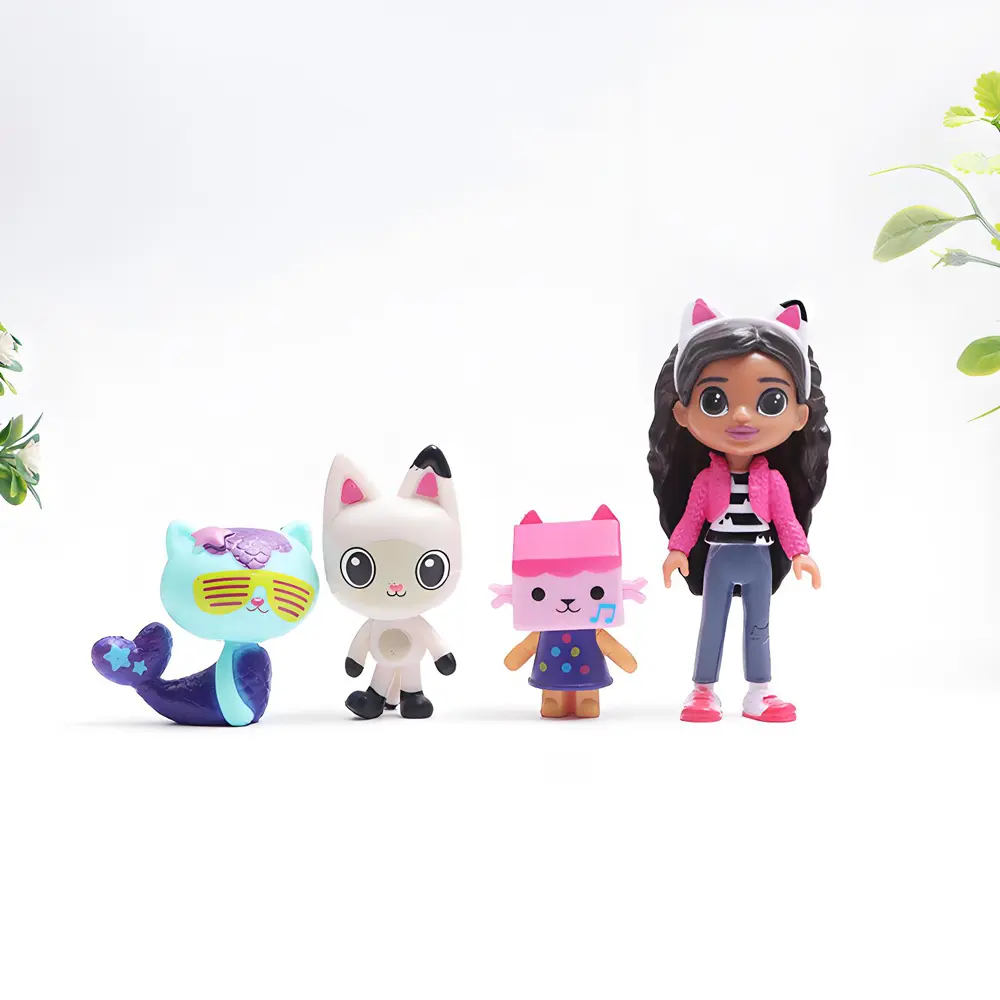 13pcs Gabby Dollhouse Anime Figure Toy Smiling Car Cat Hug Gaby Girl Dolls Mercat Cartoon Action Figure Kids Xmas Birthday Gifts