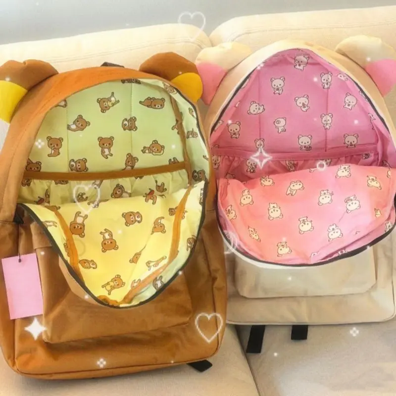 Kawaii Cute Bear Rilakkumas Backpack Large Capacity Anime Cartoon Backpack Stylish Student School Bag Shoulder Bags Schoolbag
