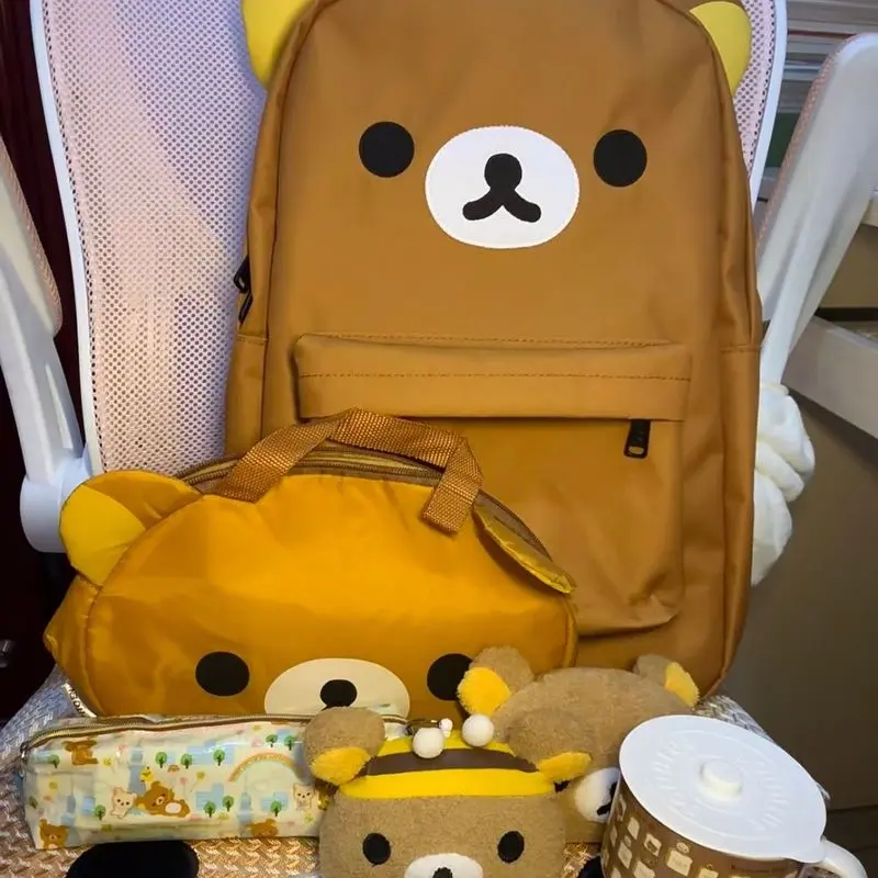Kawaii Cute Bear Rilakkumas Backpack Large Capacity Anime Cartoon Backpack Stylish Student School Bag Shoulder Bags Schoolbag
