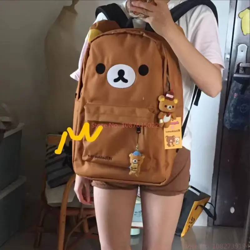 Kawaii Cute Bear Rilakkumas Backpack Large Capacity Anime Cartoon Backpack Stylish Student School Bag Shoulder Bags Schoolbag