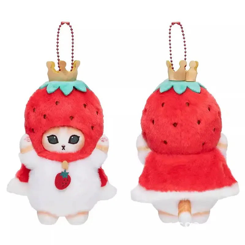 Kawaii Mofusand Cross-Dressing Hello Kitty & Kuromi Plush Keychain - 10-12cm Anime Plush Doll, Sanrio Backpack Pendant