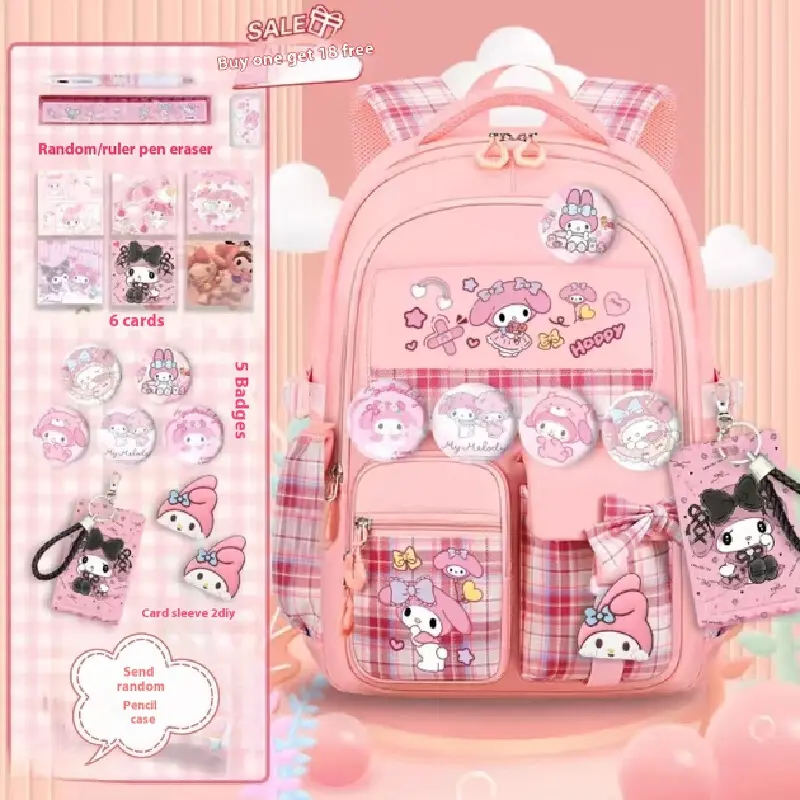 Yuguigou Kulomi backpack for female elementary school students in grades one, two, three, to six, large capacity spine protectio