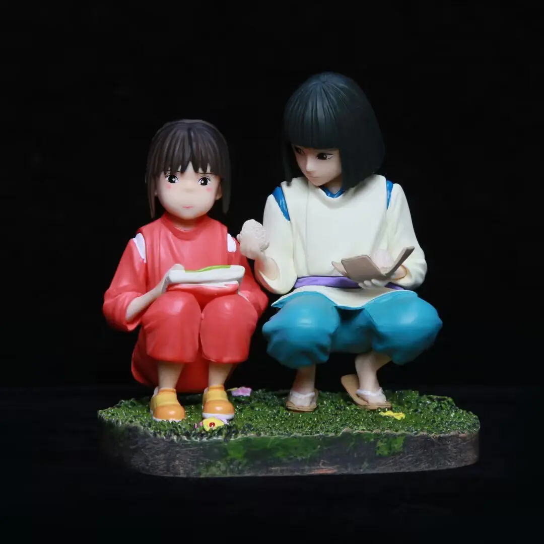 bandai Hayao Miyazaki Anime 2d Merchandise: Chihiro Meets Haku Onigiri Scene Desktop Display Figurines
