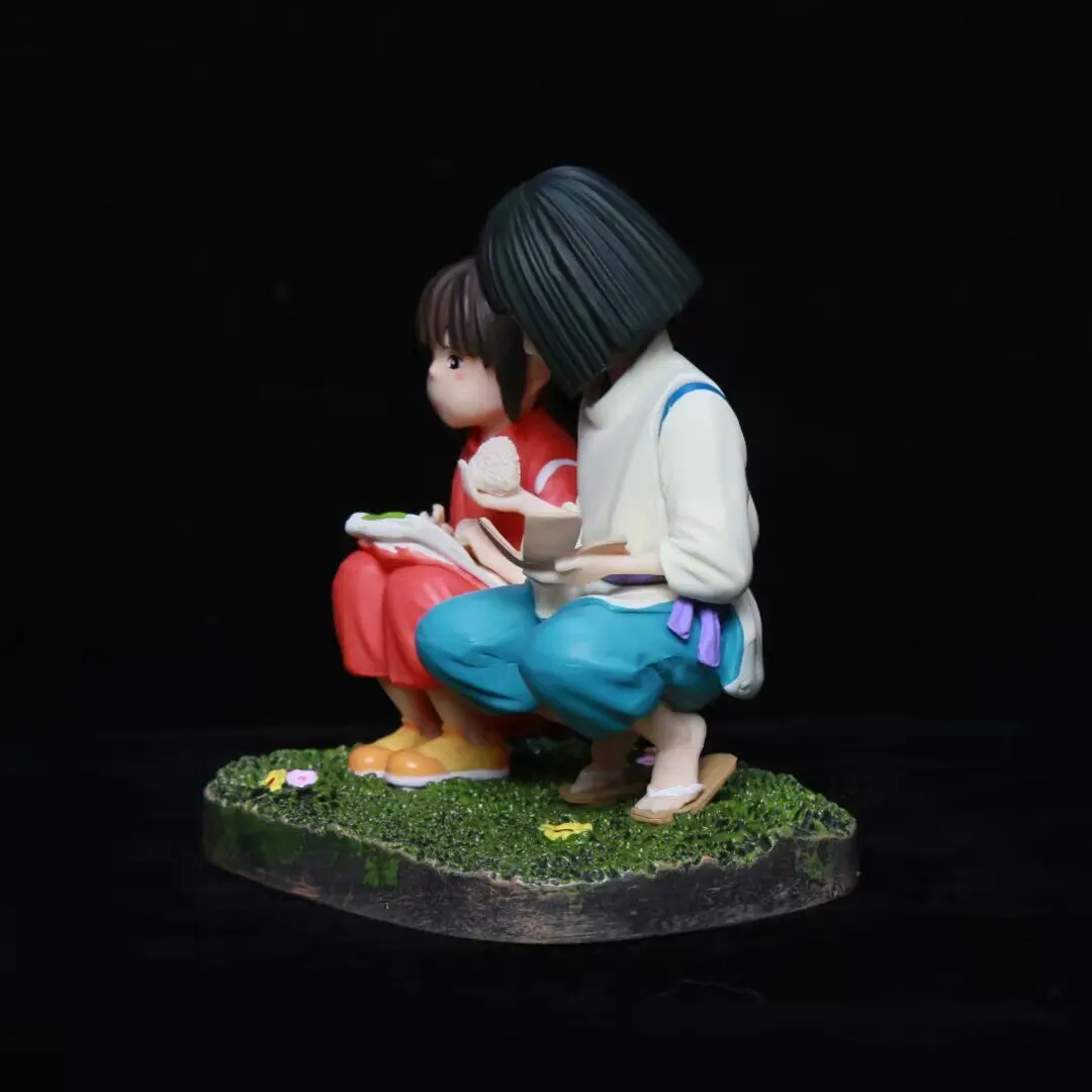 bandai Hayao Miyazaki Anime 2d Merchandise: Chihiro Meets Haku Onigiri Scene Desktop Display Figurines