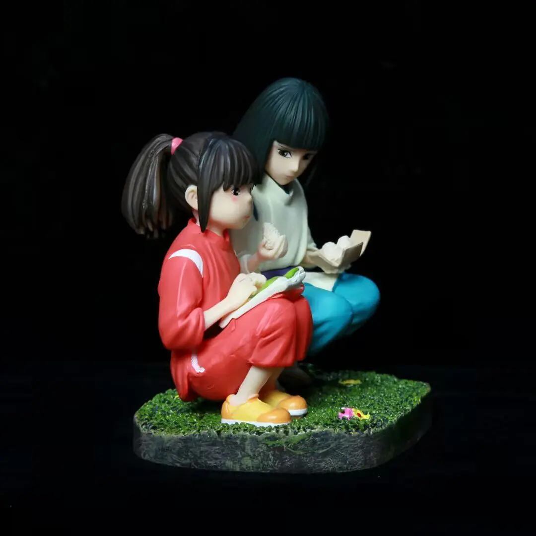 bandai Hayao Miyazaki Anime 2d Merchandise: Chihiro Meets Haku Onigiri Scene Desktop Display Figurines