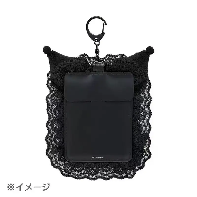 Hello Kitty Kuromi Anime Dark Series My Melody  Lace Bow Storage Card Holder Bag Decoration Pendant Cute Id Card Bag Key Chain