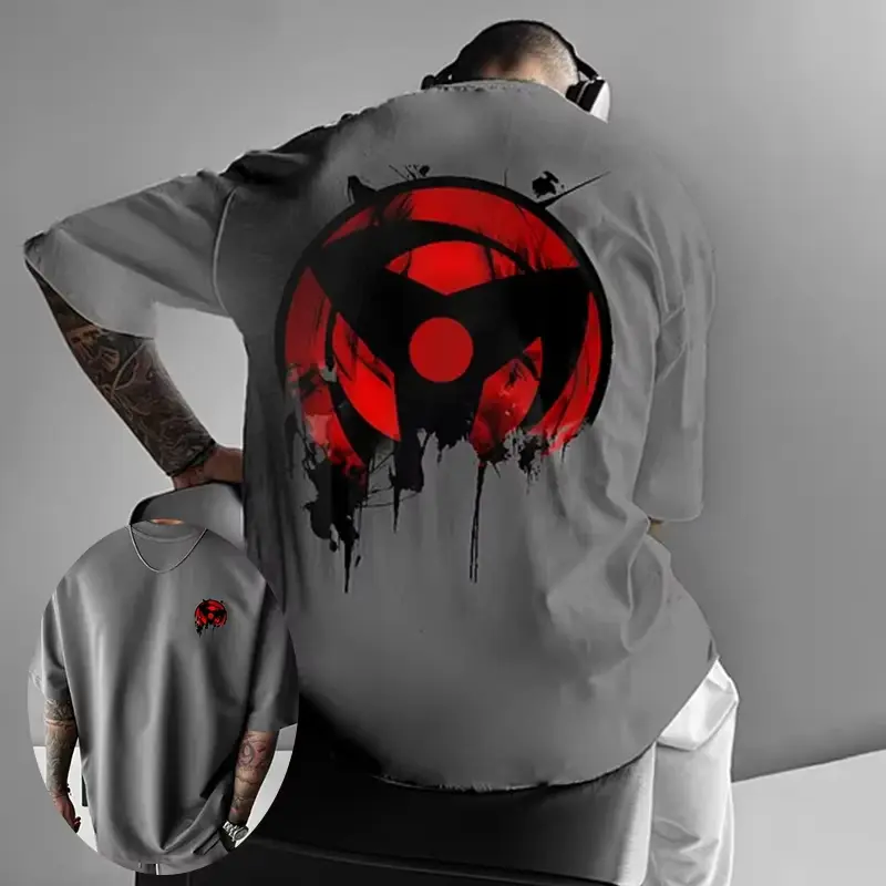 Naruto Sasuke Jiraiya Anime Summer Men's T-shirt Japanese Print Cotton Loose Cotton T-shirt Daily with Casual Short Sleeves Tops