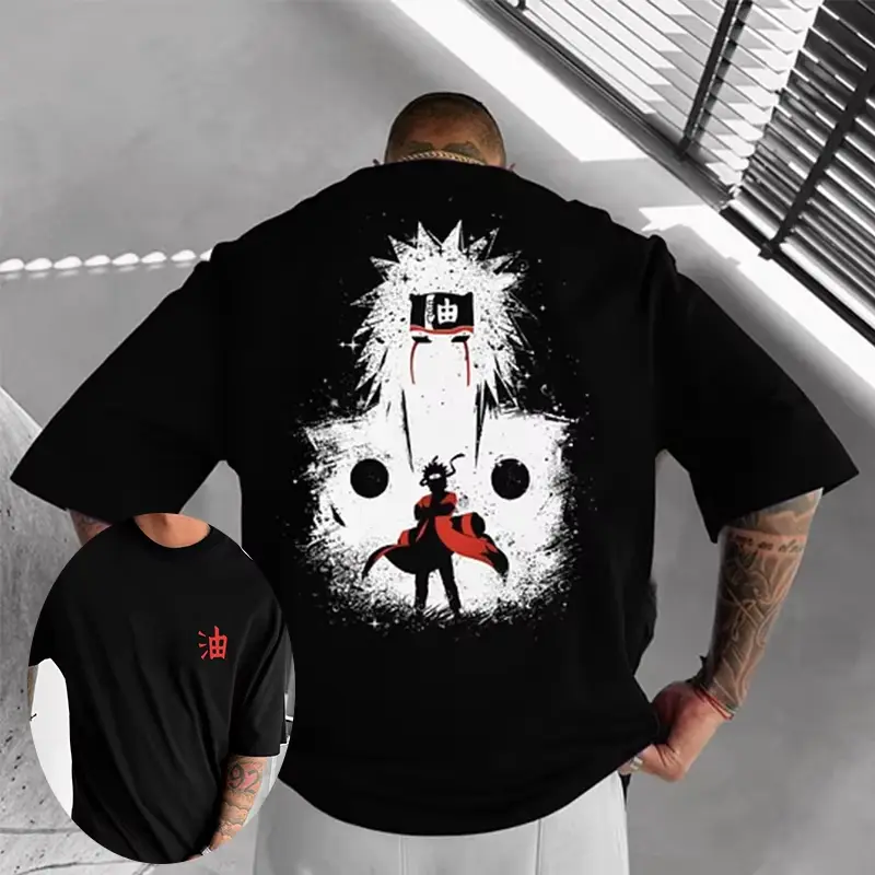 Naruto Sasuke Jiraiya Anime Summer Men's T-shirt Japanese Print Cotton Loose Cotton T-shirt Daily with Casual Short Sleeves Tops
