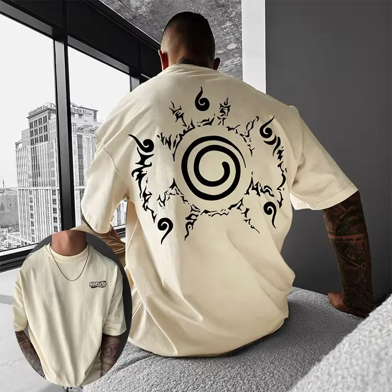 Naruto Sasuke Jiraiya Anime Summer Men's T-shirt Japanese Print Cotton Loose Cotton T-shirt Daily with Casual Short Sleeves Tops