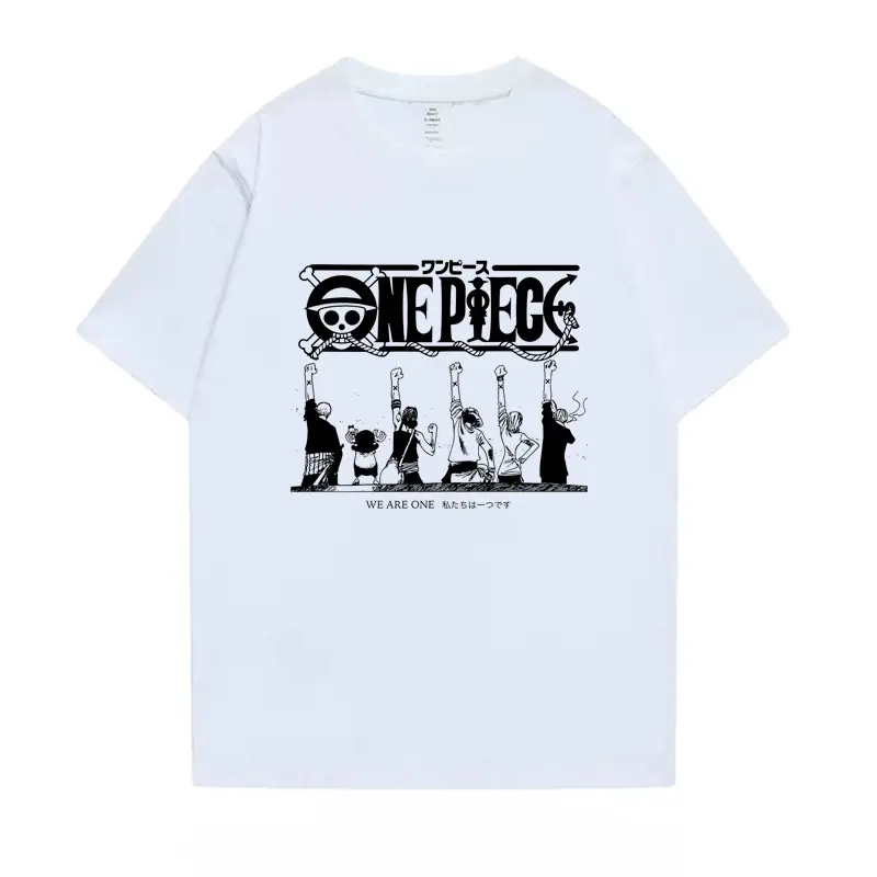 ONE PIECE Trendy Brand Retro Printing Short-sleeved Peripheral T-shirt Men's and Women's Pure Cotton Loose Summer Top