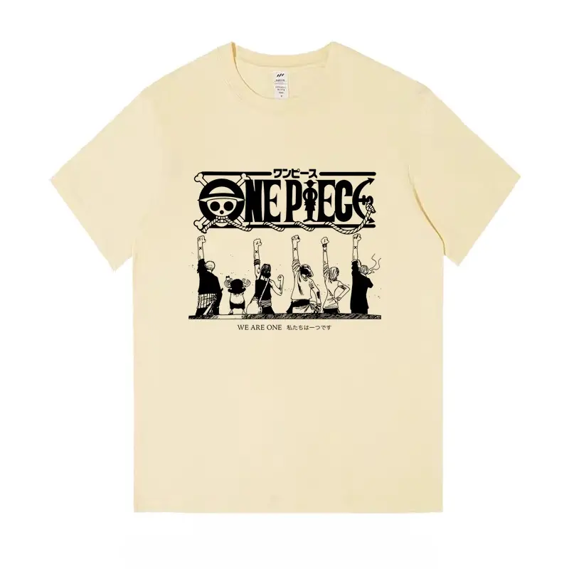 ONE PIECE Trendy Brand Retro Printing Short-sleeved Peripheral T-shirt Men's and Women's Pure Cotton Loose Summer Top