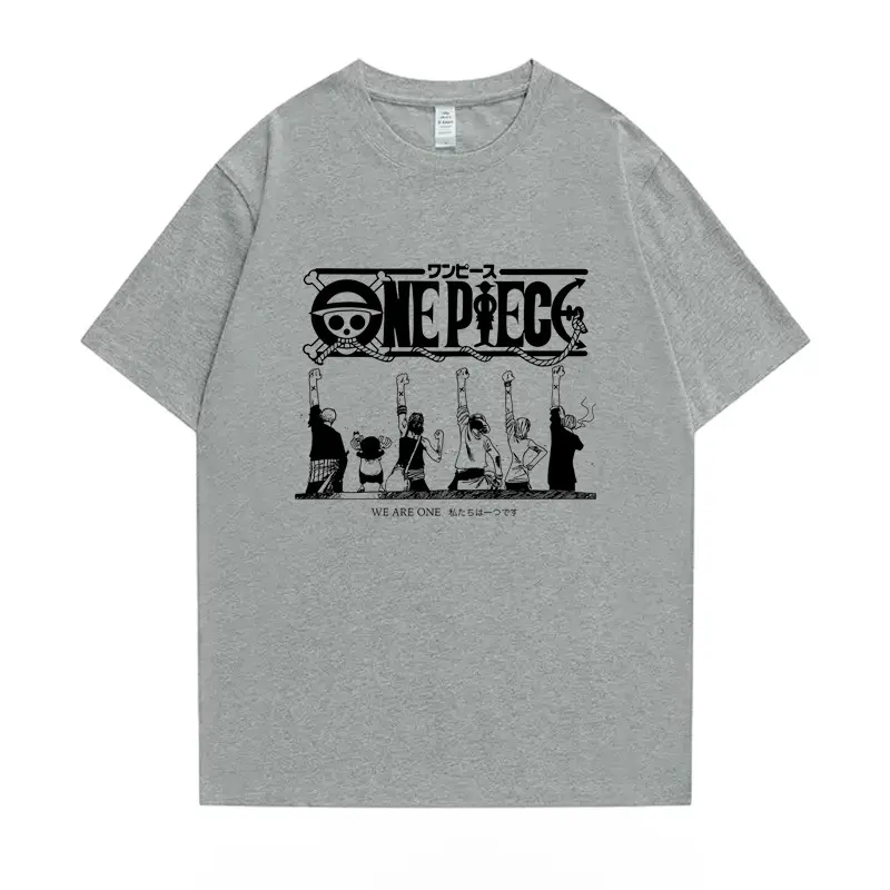 ONE PIECE Trendy Brand Retro Printing Short-sleeved Peripheral T-shirt Men's and Women's Pure Cotton Loose Summer Top