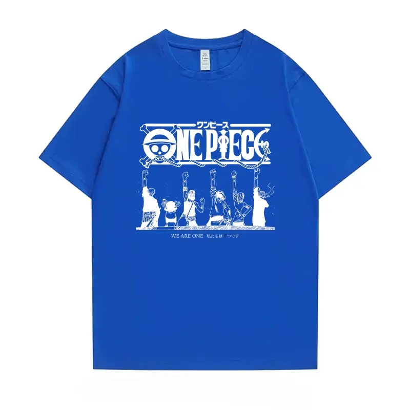 ONE PIECE Trendy Brand Retro Printing Short-sleeved Peripheral T-shirt Men's and Women's Pure Cotton Loose Summer Top
