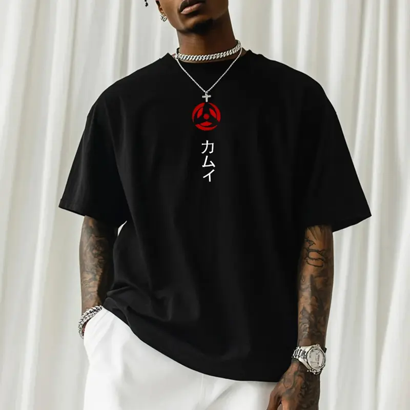 NARUTO Men's T-Shirt Sharingan Uchiha Sasuke Uchiha Itachi Japanese Anime Summer Cotton Boy Children's Parent-Child Short Sleeve