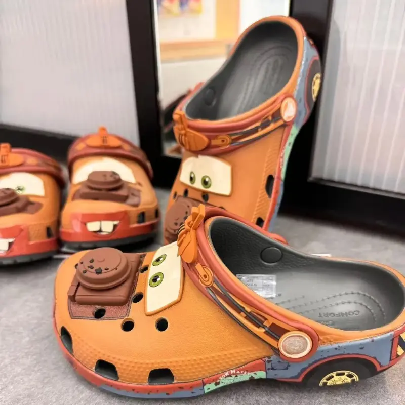 Funny Mater Summer Slippers Cute Cartoon Lightninged McQueens Waterproof Slippers Cosplay Outdoor Sandals Ankle-Wrap EVA Shoes