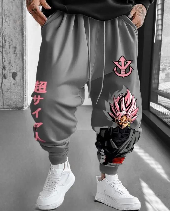 Anime Dragon Ball Men's Loose Jogging Streetwear Summer Casual Pants Dark Printed Breathable Cotton