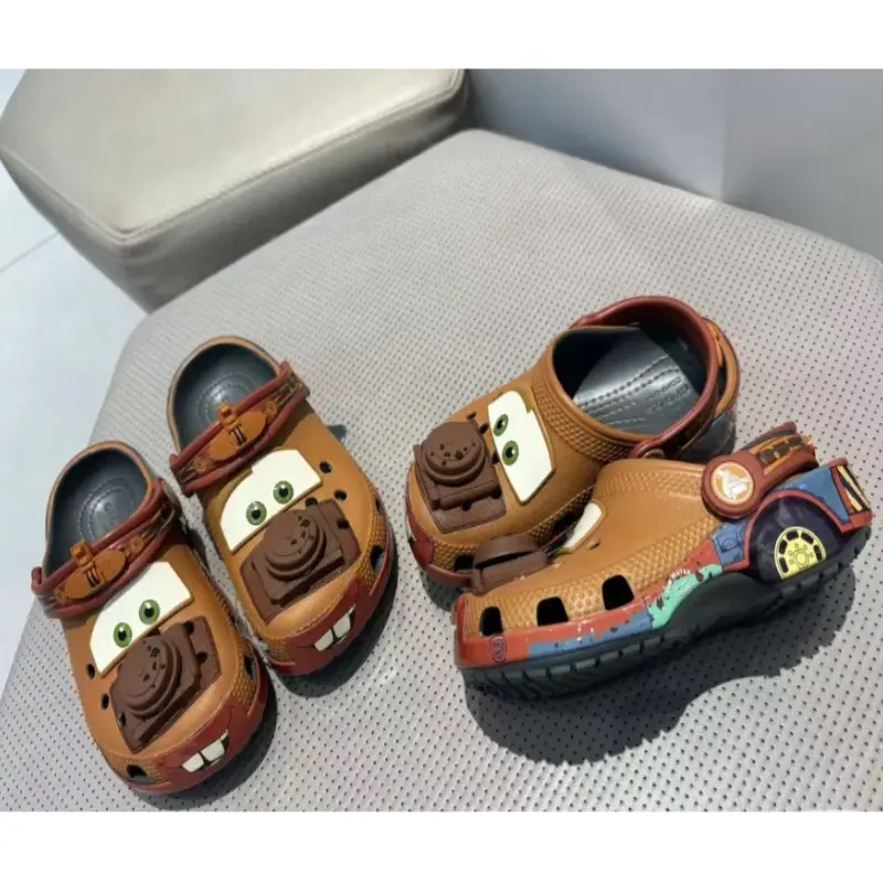Funny Mater Summer Slippers Cute Cartoon Lightninged McQueens Waterproof Slippers Cosplay Outdoor Sandals Ankle-Wrap EVA Shoes