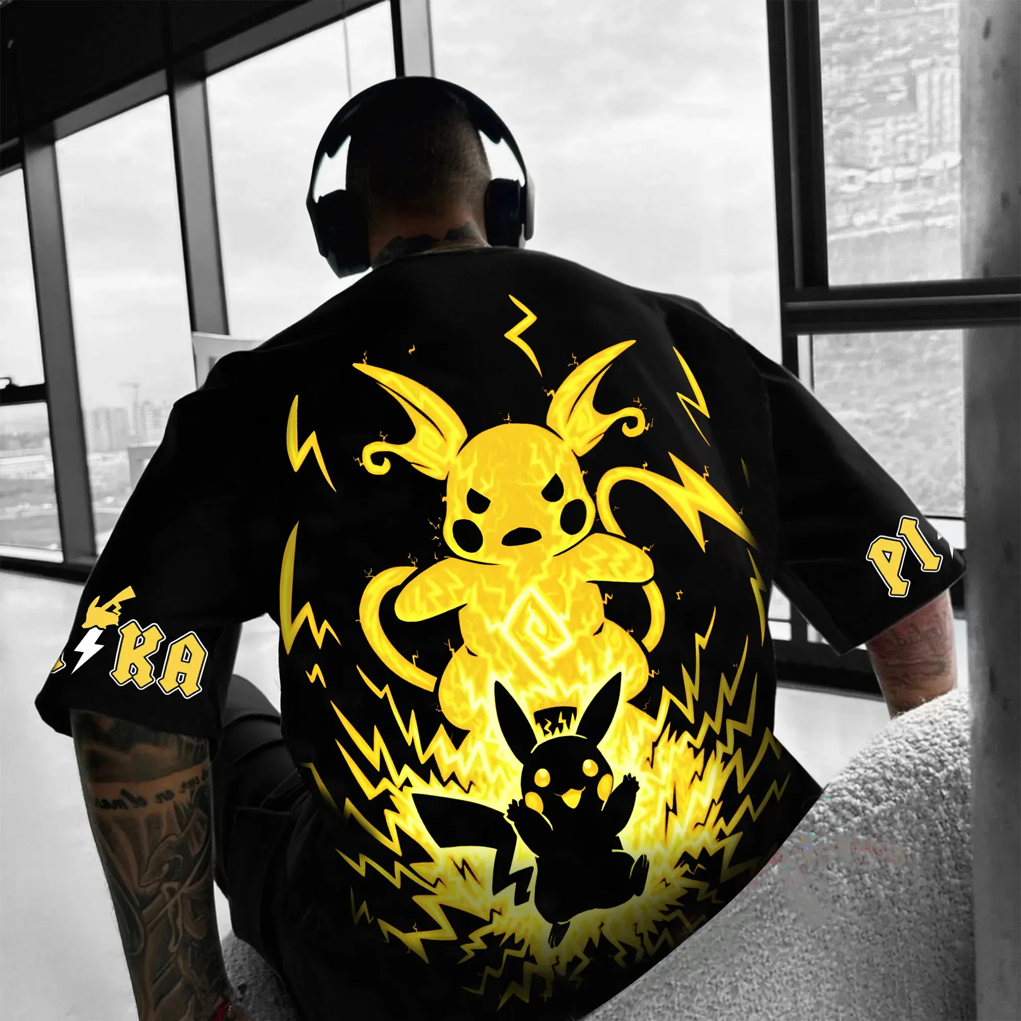 Pokémon Animation Derivatives Pikachu Printing T-shirt Men's Women's 2025 Summer Oversize Loose Cotton Street Trend Brand Top