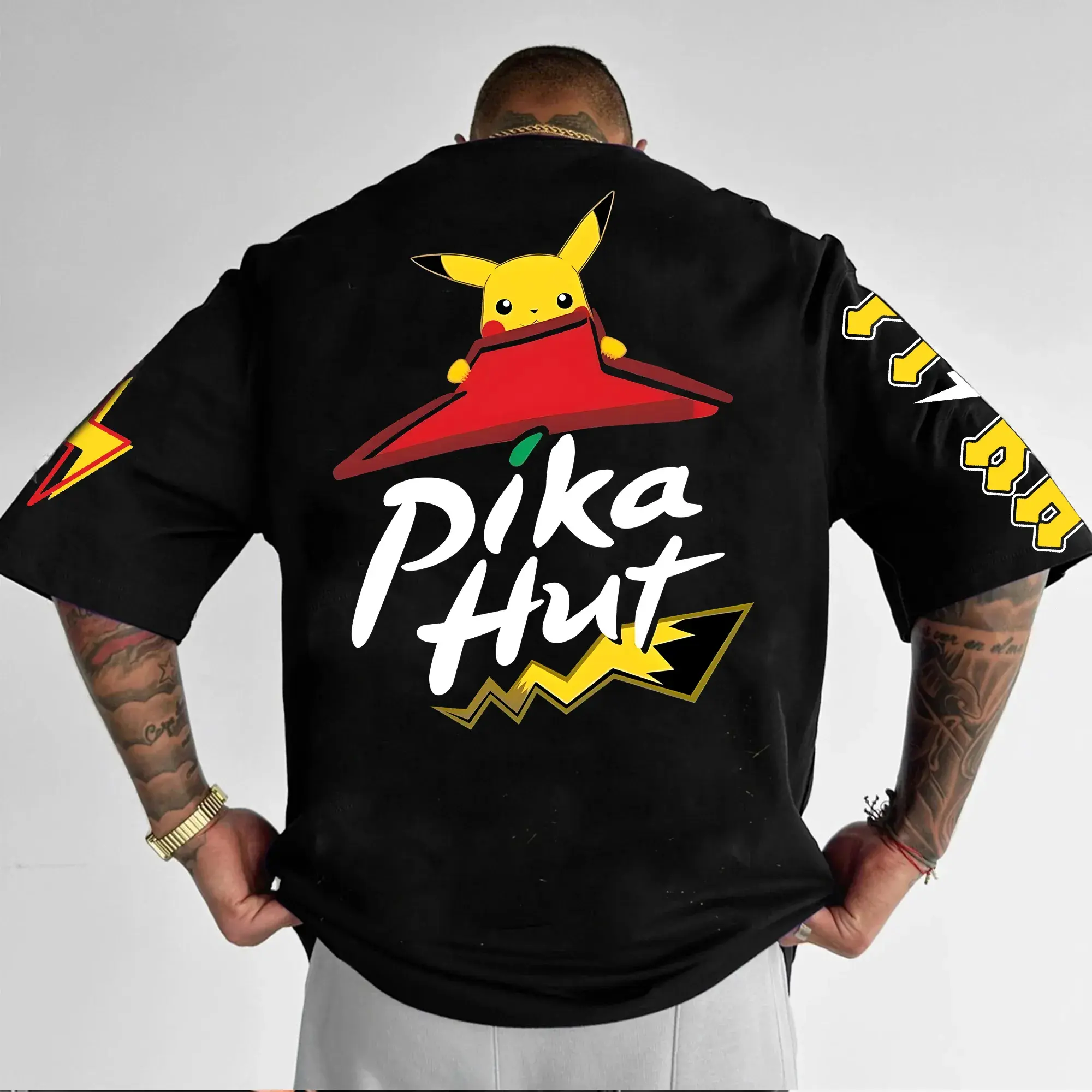 Pokémon Animation Derivatives Pikachu Printing T-shirt Men's Women's 2025 Summer Oversize Loose Cotton Street Trend Brand Top