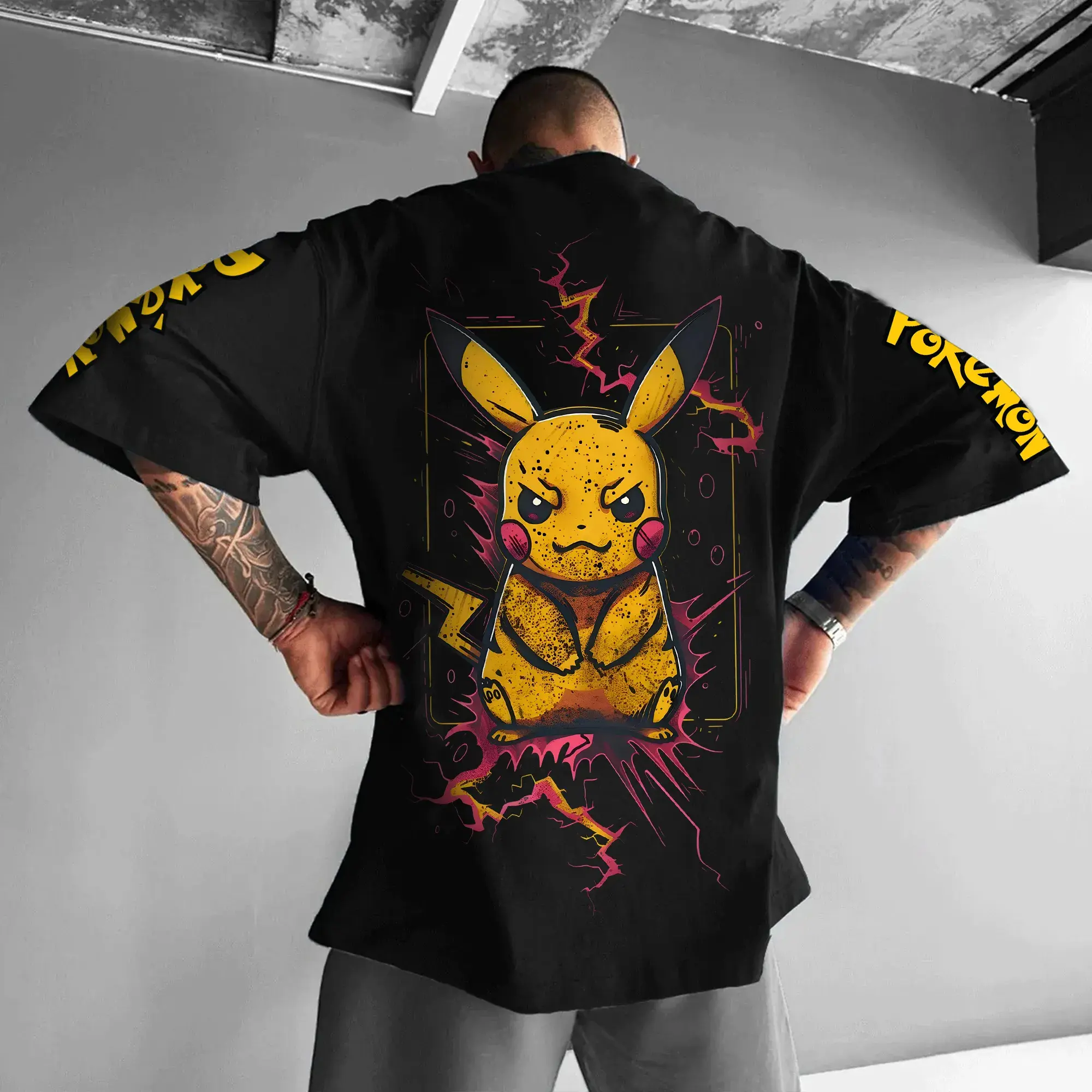 Pokémon Animation Derivatives Pikachu Printing T-shirt Men's Women's 2025 Summer Oversize Loose Cotton Street Trend Brand Top
