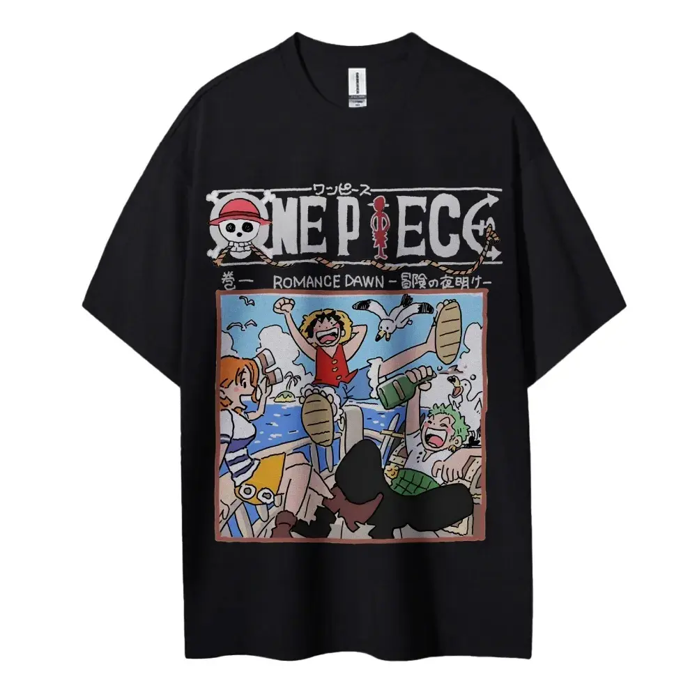 ONE PIECE Peripheral Products Men's 2025 Summer Casual Oversized Tee Breathable Cotton Daily Lounging and Comic Themed Parties