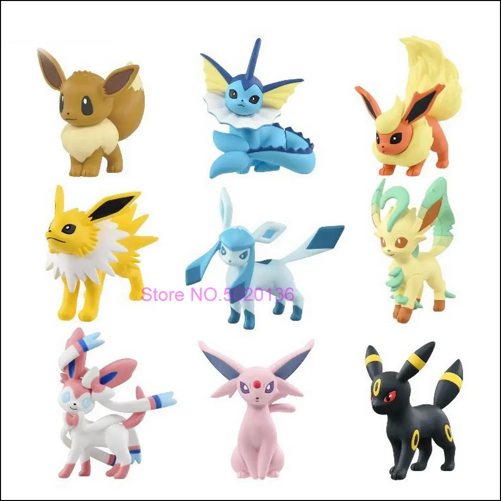 Original 9 pcs / Set Pokemon Eeveelution Collectible Display Figure Set of 9 - Eevee Umbreon