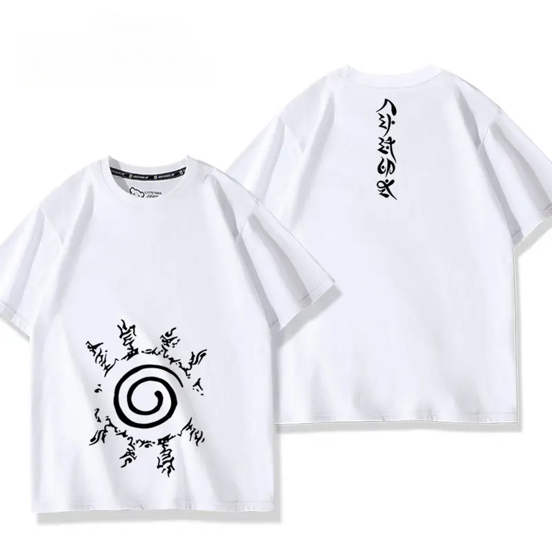 Naruto Anime Peripheral Swirl Naruto Seal The Same Short-sleeved T-shirt Men and Women Summer Cos Top Parent-child Clothing