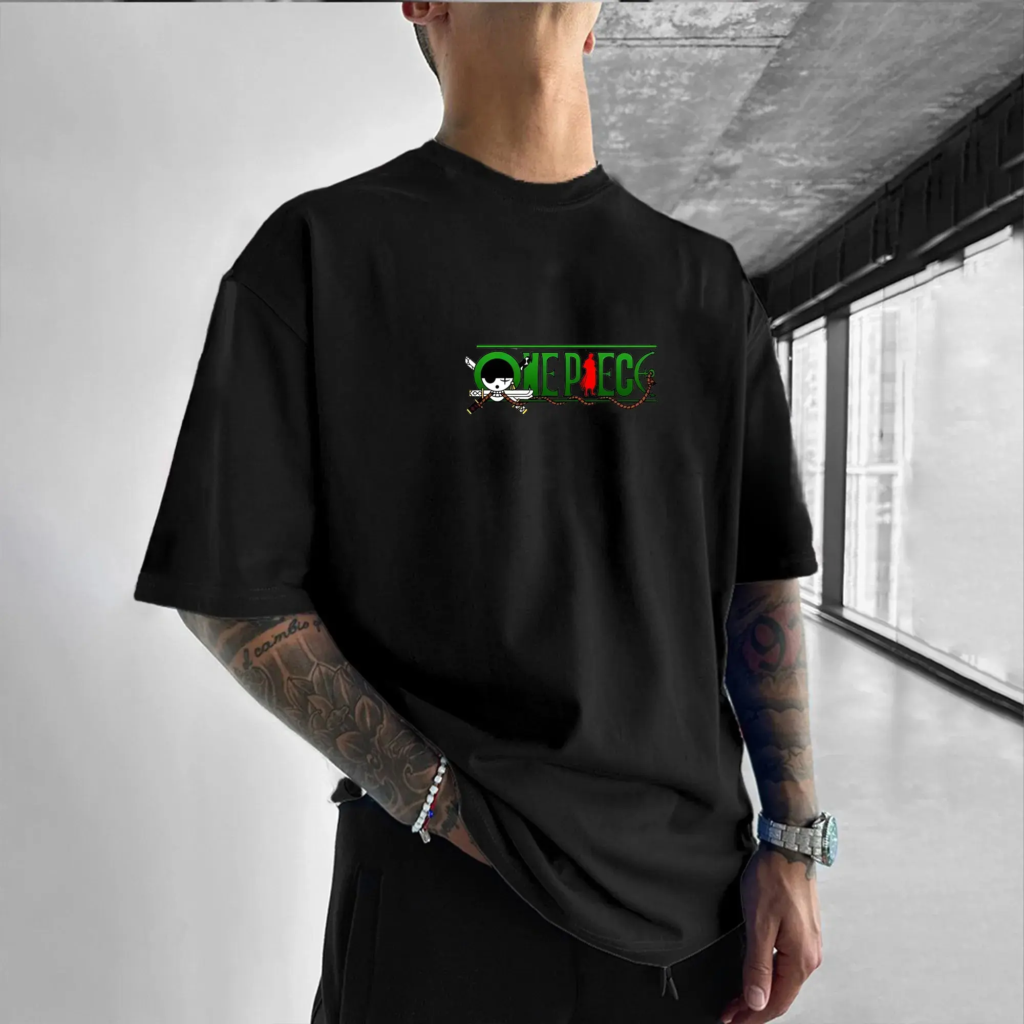 ONE PIECE Peripheral Products Zoro Oversized Printing Men's Streetwear T-Shirt Summer Casual Cotton Breathable Casual Tops