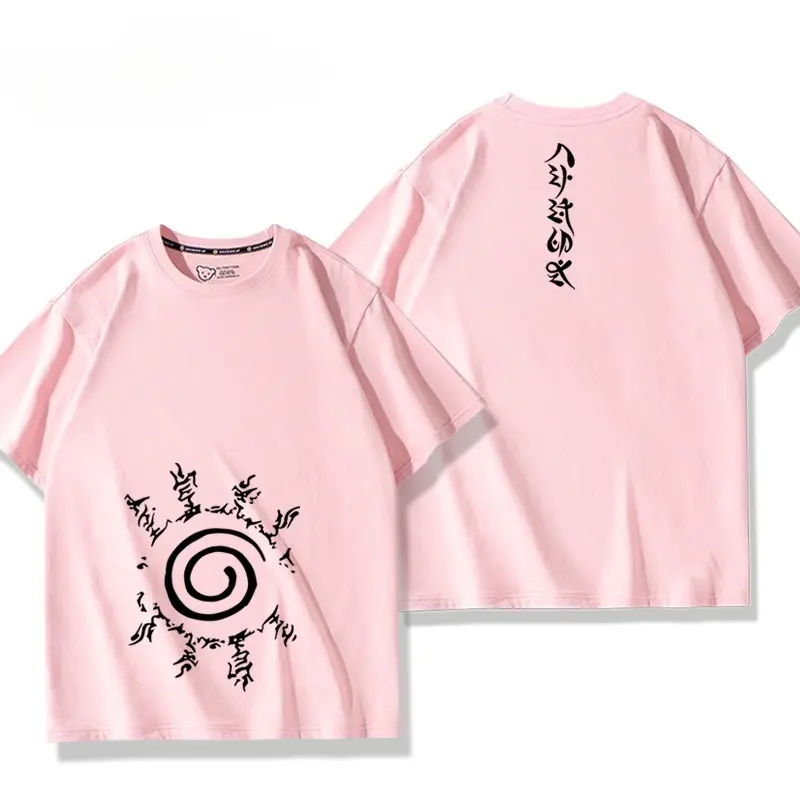 Naruto Anime Peripheral Swirl Naruto Seal The Same Short-sleeved T-shirt Men and Women Summer Cos Top Parent-child Clothing