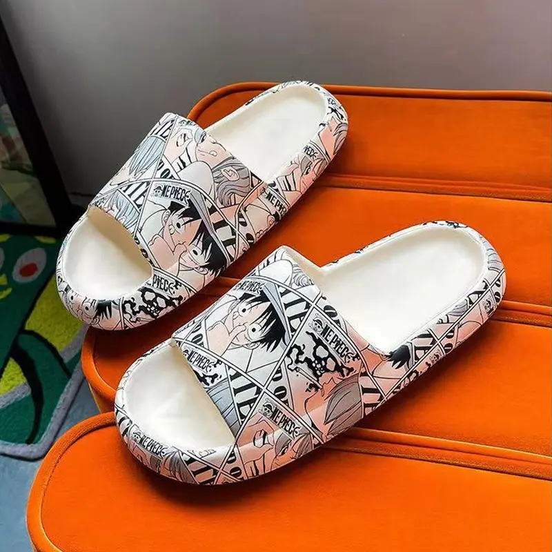One Piece Luffy Summer Slippers Men Women Anime Soft Bottom Indoor Home Slides Sandals Beach Shoes Couple Slippers Flip Flops