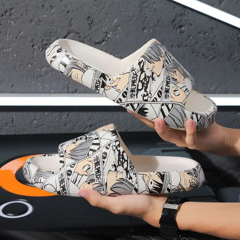 One Piece Luffy Summer Slippers Men Women Anime Soft Bottom Indoor Home Slides Sandals Beach Shoes Couple Slippers Flip Flops