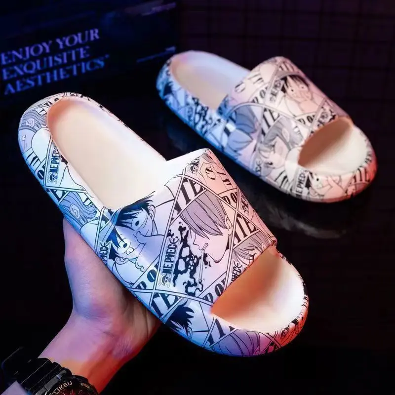 One Piece Luffy Summer Slippers Men Women Anime Soft Bottom Indoor Home Slides Sandals Beach Shoes Couple Slippers Flip Flops
