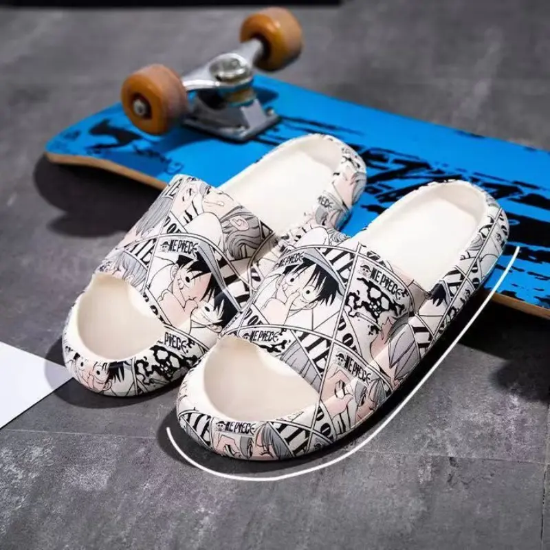 One Piece Luffy Summer Slippers Men Women Anime Soft Bottom Indoor Home Slides Sandals Beach Shoes Couple Slippers Flip Flops