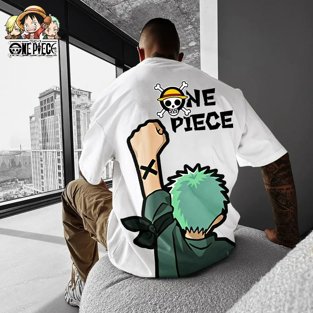 One Piece Luffy Zoro Graphic T Shirts Man Anime Print Summer Y2k Cotton Casual Oversized Short Sleeve Tee Streetwear Harajuku