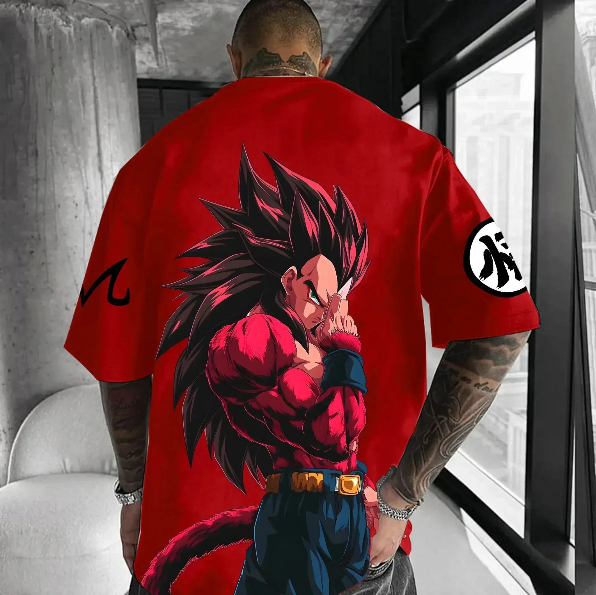 Dragon Ball Costume Anime Goku Black Super Saiyan Print Summer Clothing Men's Short Sleeve T-shirt Y2K High Street Fashion