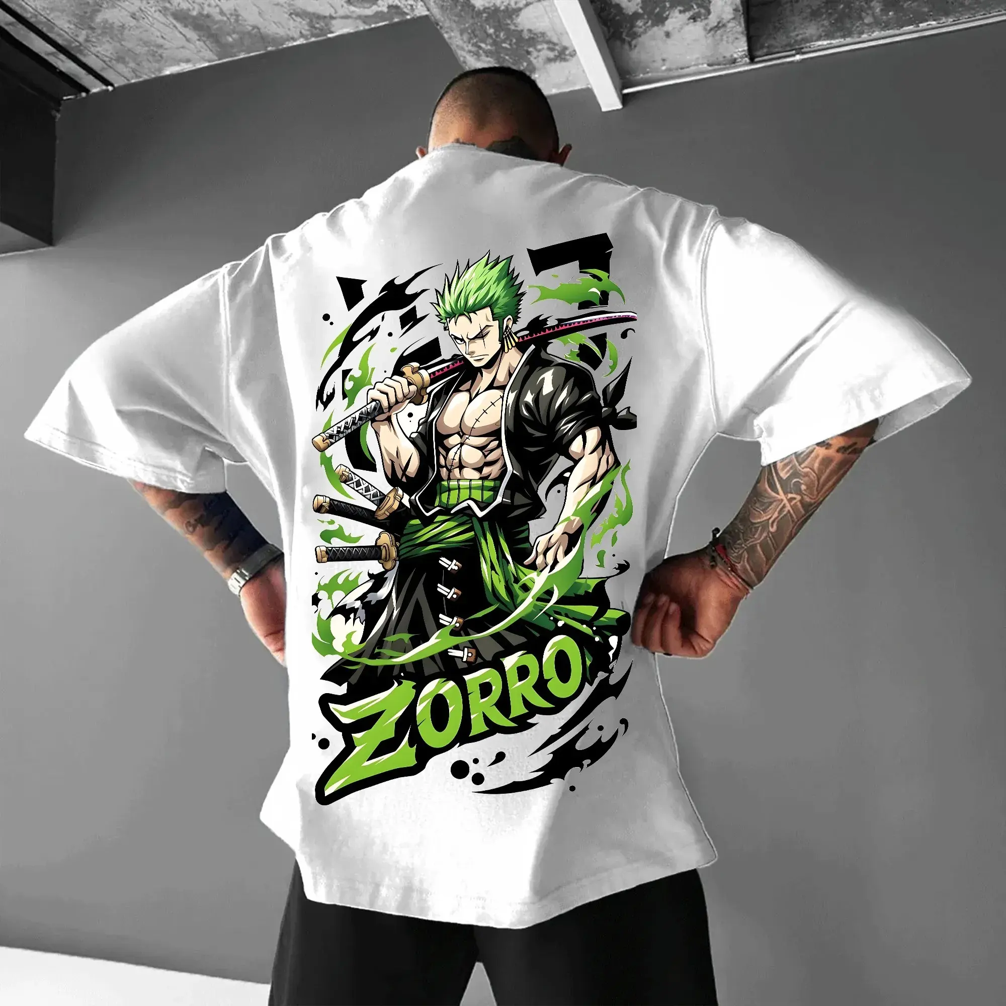 ONE PIECE Peripheral Products Zoro Oversized Printing Men's Streetwear T-Shirt Summer Casual Cotton Breathable Casual Tops