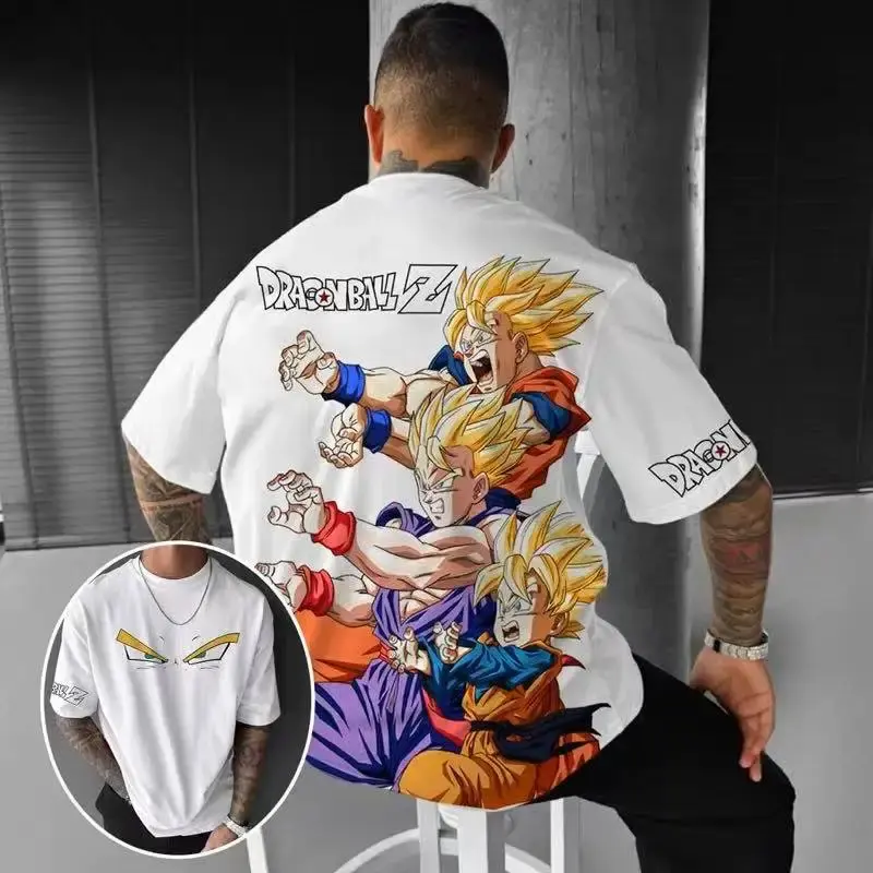 Sun Wufan Dragon Ball Super Anime Personalized Printed Heavy Cotton T-shirt Loose Plus Cartoon Men's Women T-shirt Short Sleeve
