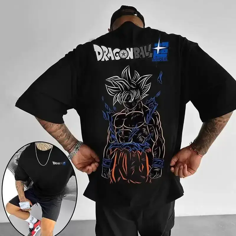 Sun Wufan Dragon Ball Super Anime Personalized Printed Heavy Cotton T-shirt Loose Plus Cartoon Men's Women T-shirt Short Sleeve