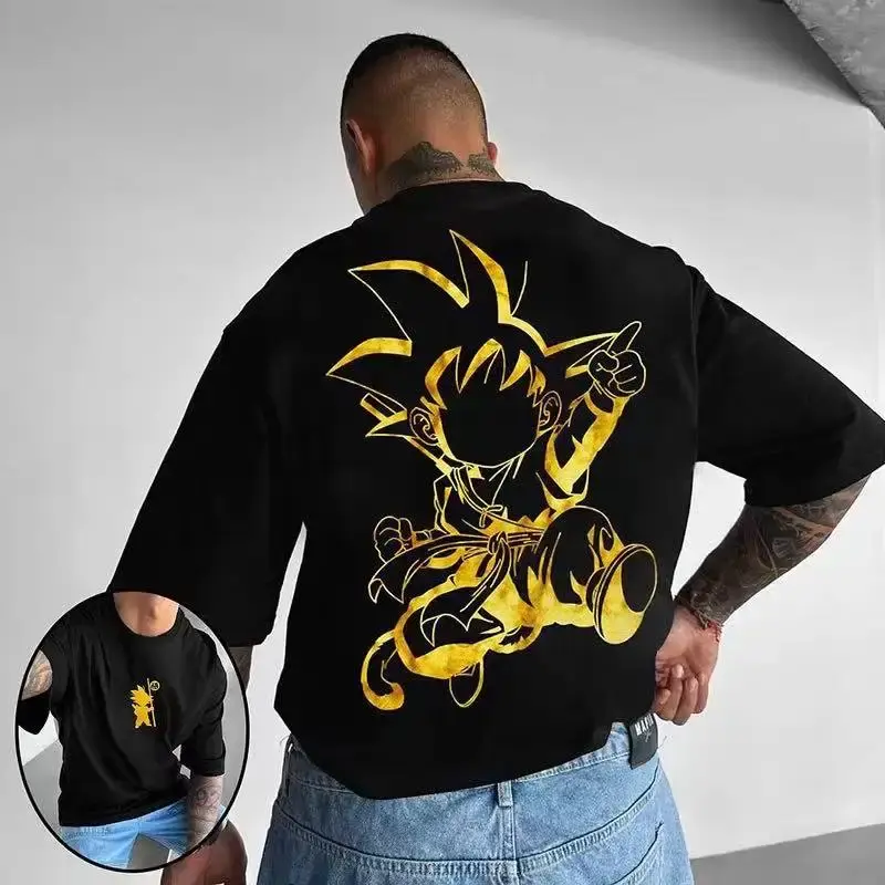 Sun Wufan Dragon Ball Super Anime Personalized Printed Heavy Cotton T-shirt Loose Plus Cartoon Men's Women T-shirt Short Sleeve