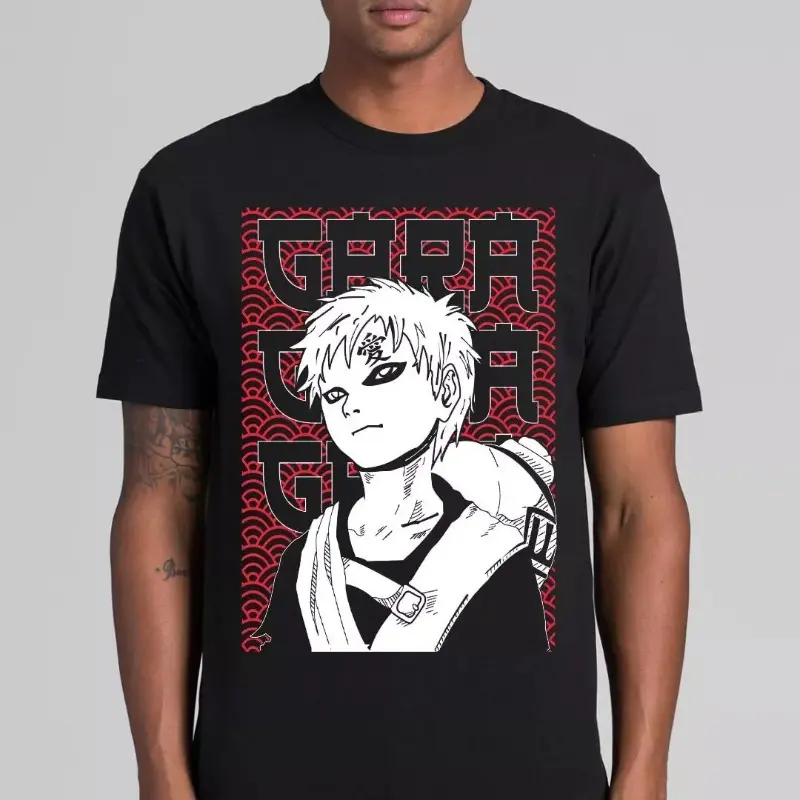 Naruto Gaara Anime Oversize T-shirt Men Women Short Sleeve Casual Print Tee Cotton Unisex Streetwear Top Cosplay Summer Harajuku