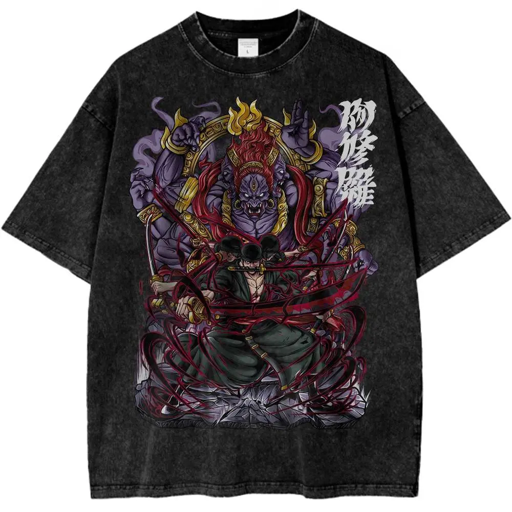 ONE PIECE Roronoa Zoro Shirt Anime Retro T-Shirt Designer Illustration Pattern Street Harajuku Summer 2025 New