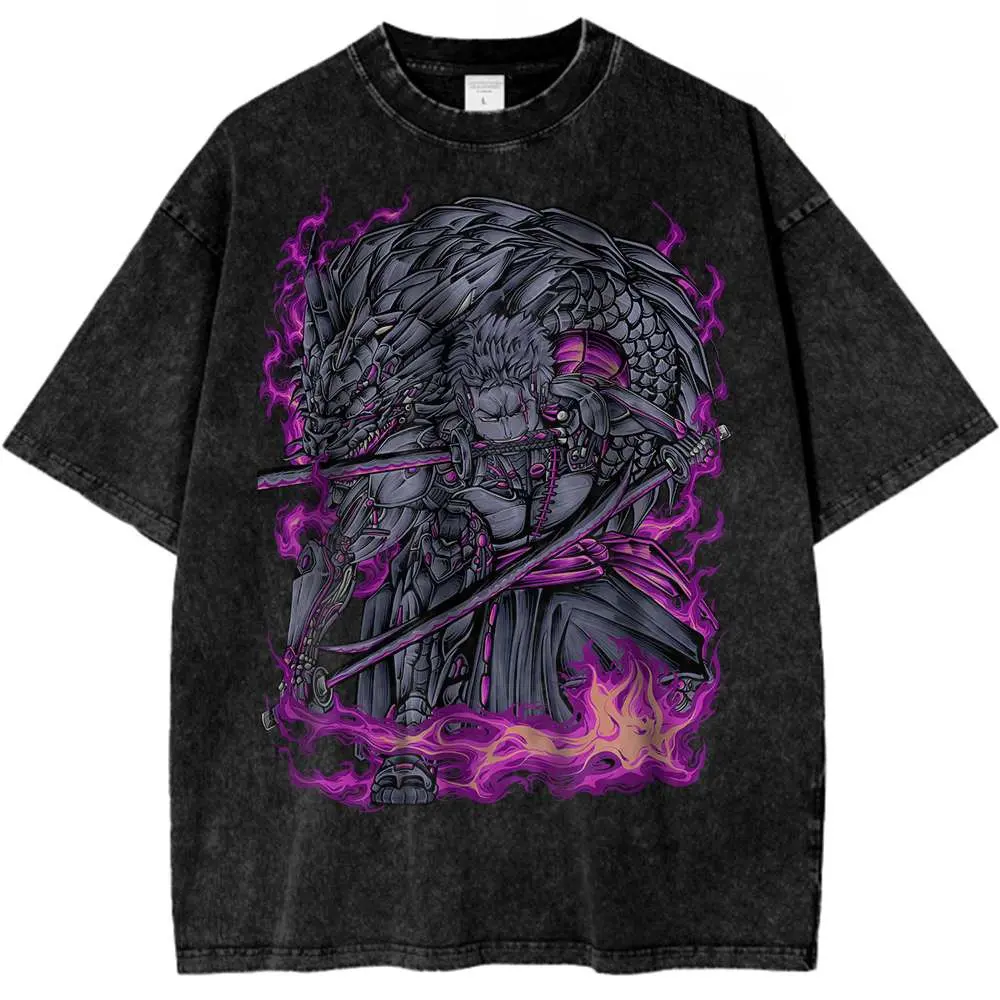 ONE PIECE Roronoa Zoro Shirt Anime Retro T-Shirt Designer Illustration Pattern Street Harajuku Summer 2025 New