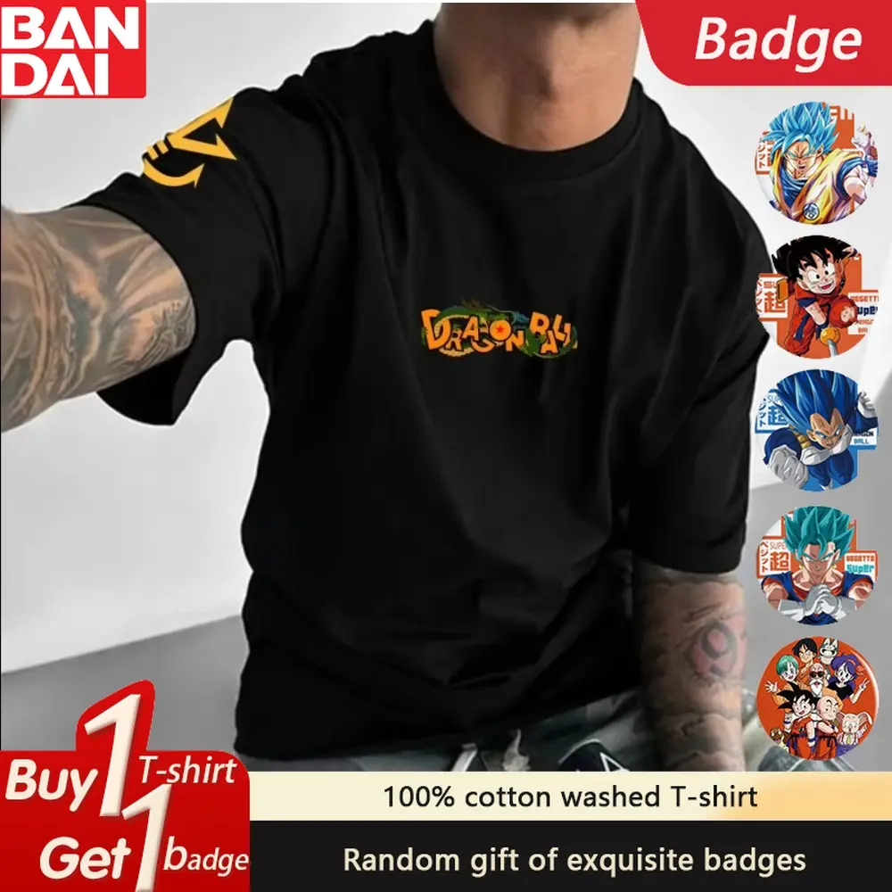 Dragon Ball Anime Super Saiyan 4 Double-sided Printed T-shirt Summer Cotton Men's and Women's Loose Casual Short Sleeved Top