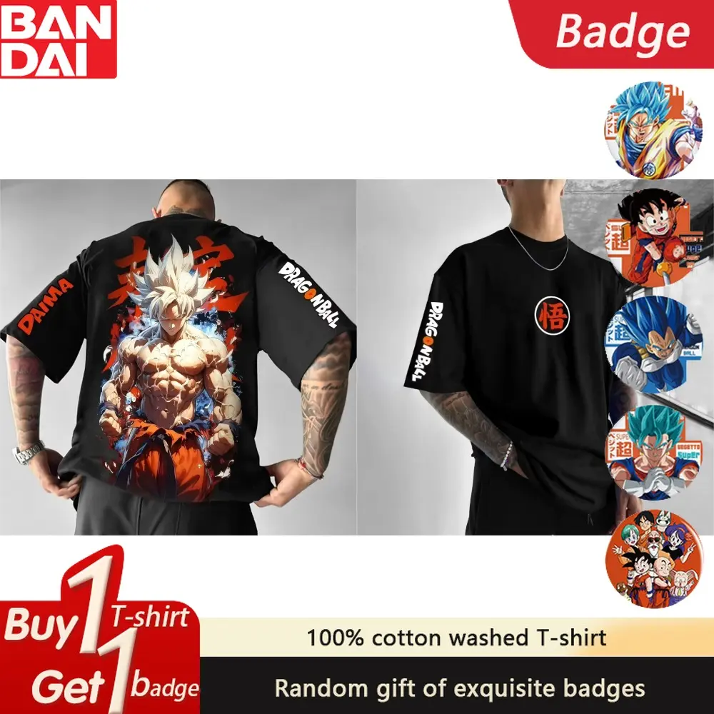Dragon Ball Anime Super Saiyan 4 Double-sided Printed T-shirt Summer Cotton Men's and Women's Loose Casual Short Sleeved Top
