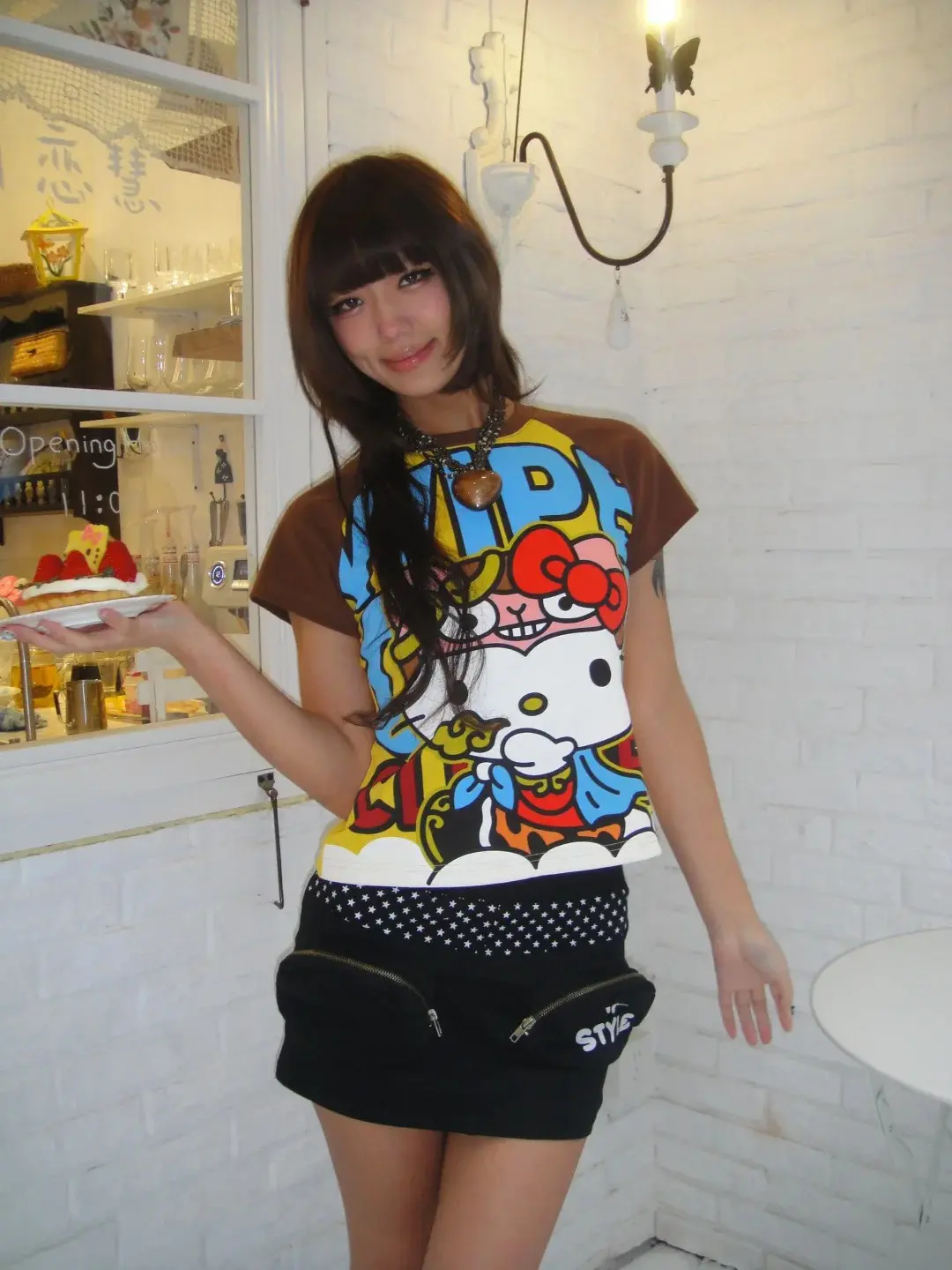 Sanrio Hello Kitty New Anime Fashion Short Tops Y2k Summer Cute Tees Cartoon Printed High Street Gothic Short Sleeve T-shirts