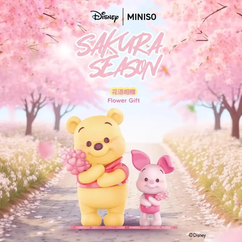 New Genuine Miniso Winnie The Pooh Blind Box Spring Honey Language Series Sakura Season Mystery Box Collection Customized Gifts