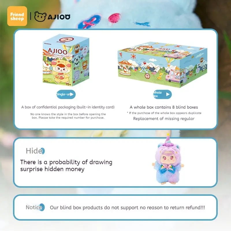 Ajioo Adventure Cute Friends Series Plush Doll Toy Surprise Blind Box Vinyl Pendant Collectible Holiday Gift For Kids Collectors