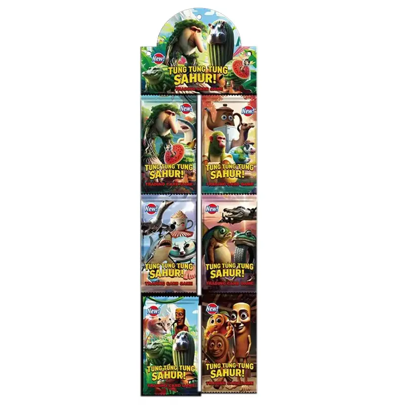 72/144/288pcs Anime Tung Tung Tung Sahur Figure Collection Card Battle Carte Board Game Brainrot Tung Sahur Trading Card Toy