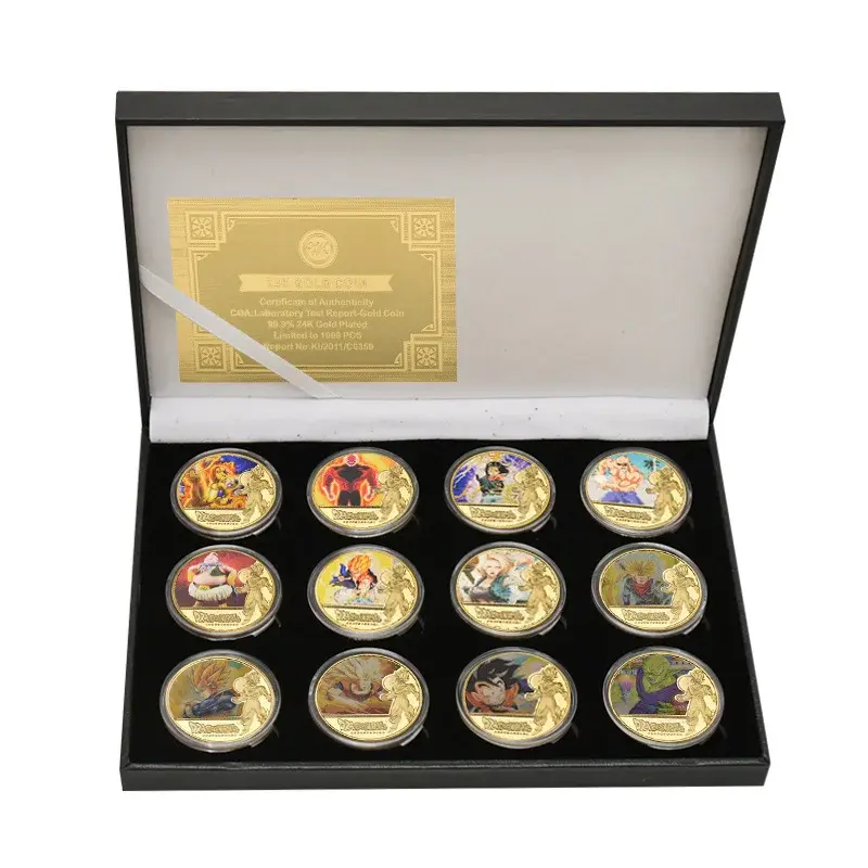 Dragon Ball Gold Plated Gold Coin Son Goku Vegeta Commemorative Coins Children Classic Anime Peripherals Collection Toy Souvenir
